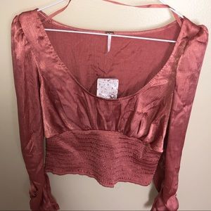 Free People Santiago Blouse Pink Cinnamon NWT
